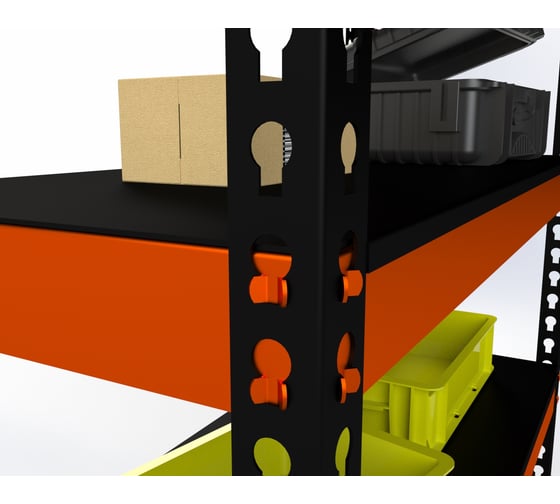 Стеллаж ООО Металекс Metalex HARD 2200x1200x400 мм, 6 полок, оранжево-чёрный 106092