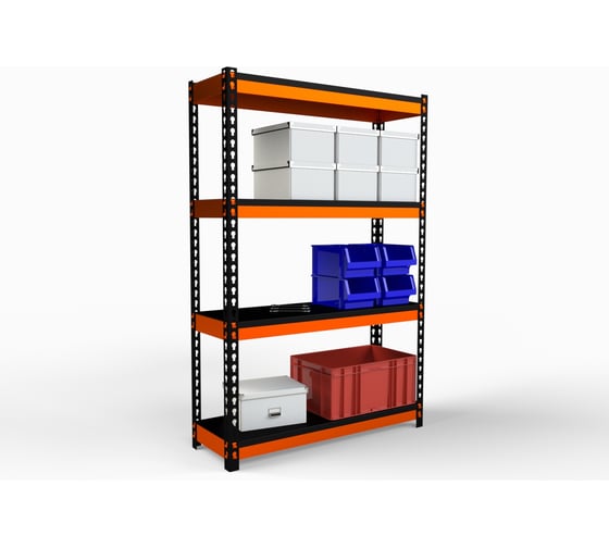 Стеллаж ООО Металекс Metalex HARD 1800x1600x400 мм, 4 полки, оранжево-чёрный 106004