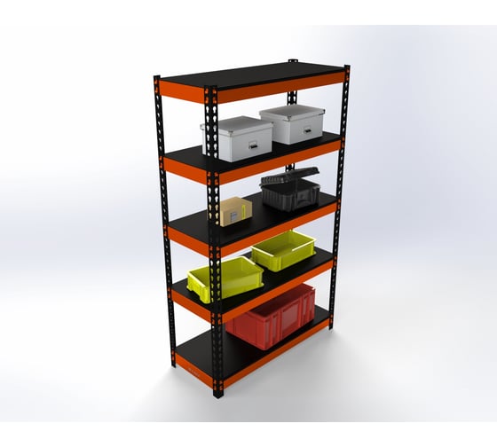 Стеллаж ООО Металекс Metalex HARD 2200x1400x500 мм, 5 полок, оранжево-чёрный 106083