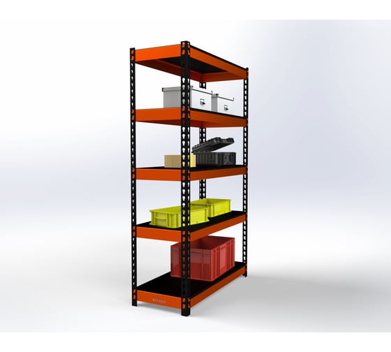 Стеллаж ООО Металекс Metalex HARD 2200x1400x500 мм, 5 полок, оранжево-чёрный 106083