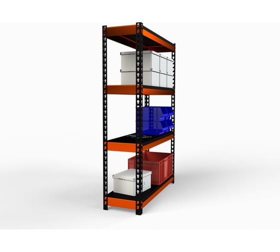 Стеллаж ООО Металекс Metalex HARD 2200x1200x500 мм, 4 полки, оранжево-чёрный 106037