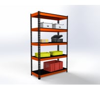 Стеллаж ООО Металекс Metalex HARD 2200x1200x600 мм, 5 полок, оранжево-чёрный 106087