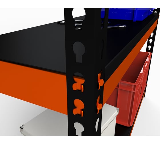 Стеллаж ООО Металекс Metalex HARD 2200x1200x400 мм, 4 полки, оранжево-чёрный 106032