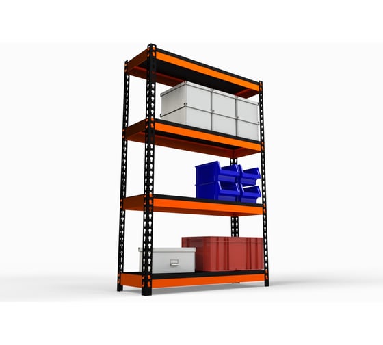Стеллаж ООО Металекс Metalex HARD 2200x1400x400 мм, 4 полки, оранжево-чёрный 106033