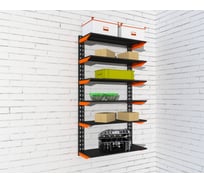 Модульный стеллаж ООО Металекс Metalex серии FLY, 1500x900x200 мм, 6 полок, оранжево-чёрный 110079