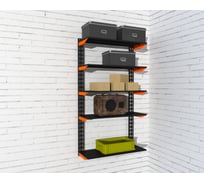 Модульный стеллаж ООО Металекс Metalex серии FLY, 1500x600x400 мм, 5 полок, оранжево-чёрный 110071