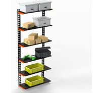 Модульный стеллаж ООО Металекс серии FLY 2000x600x200 мм, 6 полок, оранжево-чёрный 110106