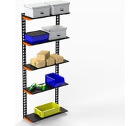 Модульный стеллаж ООО Металекс серии FLY 2000x800x400 мм, 5 полок, оранжево-чёрный 110103