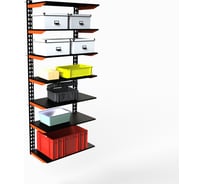Модульный стеллаж ООО Металекс серии FLY 2000x700x400 мм, 7 полок, оранжево-черный 110132