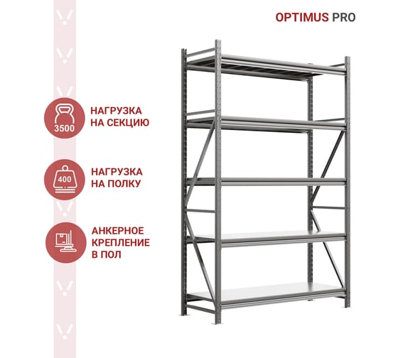 Металлический стеллаж IRONMEBEL optimus pro h-2500 zn, 4 яруса 1500x600 M-СГР25001500600ОЦ3