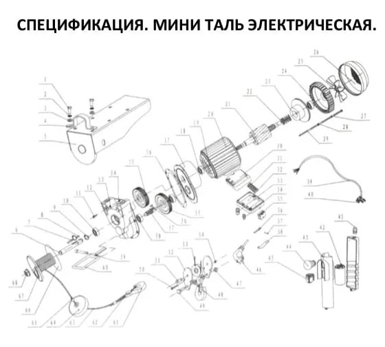 Электрическая мини таль с тележкой Сибталь модель PA 600/1200 кг, 20 м 020 2006 1202