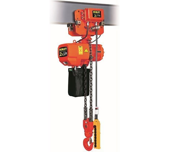 Цепная передвижная электрическая таль OCALIFT 02-02S г/п 2 тонны, высота 3м, 380в OCA0202ST3m