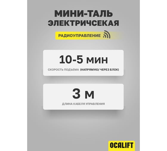 Мини таль электрическая стационарная OCALIFT PRO PA-1000 500/1000кг 12м радиоуправление 220в pro1000n12rc