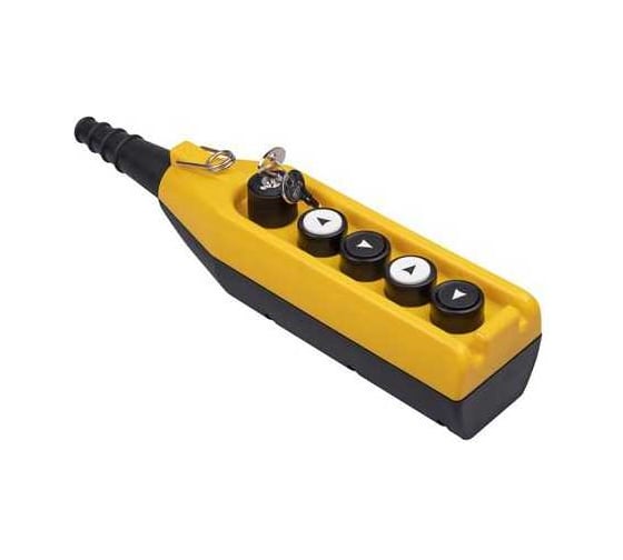 Пульт управления EMAS 5 кнопок (первая кнопка ключ-марка CP102AA20, 1НЗ+1НО), односкоростной, cерия PV (250В AC, 4А), IP65 PV5AA20C22 1