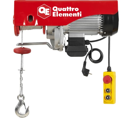 Электрическая таль QUATTRO ELEMENTI TL-1000 1600 Вт, 500/1000 кг, трос 12 м, блок полиспаст в компл. 793-701