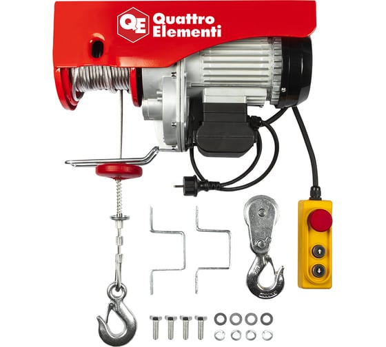 Электрическая таль QUATTRO ELEMENTI TL-1000 1600 Вт, 500/1000 кг, трос 12 м, блок полиспаст в компл. 793-701