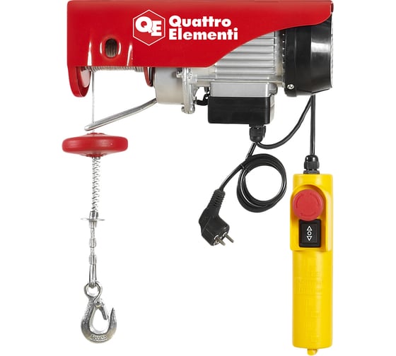 Электрическая таль QUATTRO ELEMENTI TL-250 550 Вт, 125/250 кг, трос 12 м, блок полиспаст в компл. 793-688