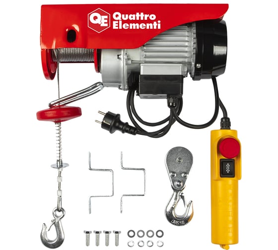 Электрическая таль QUATTRO ELEMENTI TL-250 550 Вт, 125/250 кг, трос 12 м, блок полиспаст в компл. 793-688