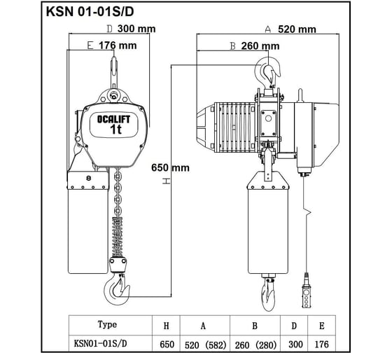 Стационарная цепная таль на крюке для высотных работ OCALIFT 01-01s 1 т, 18 м, 380 в OCA0101SN18m