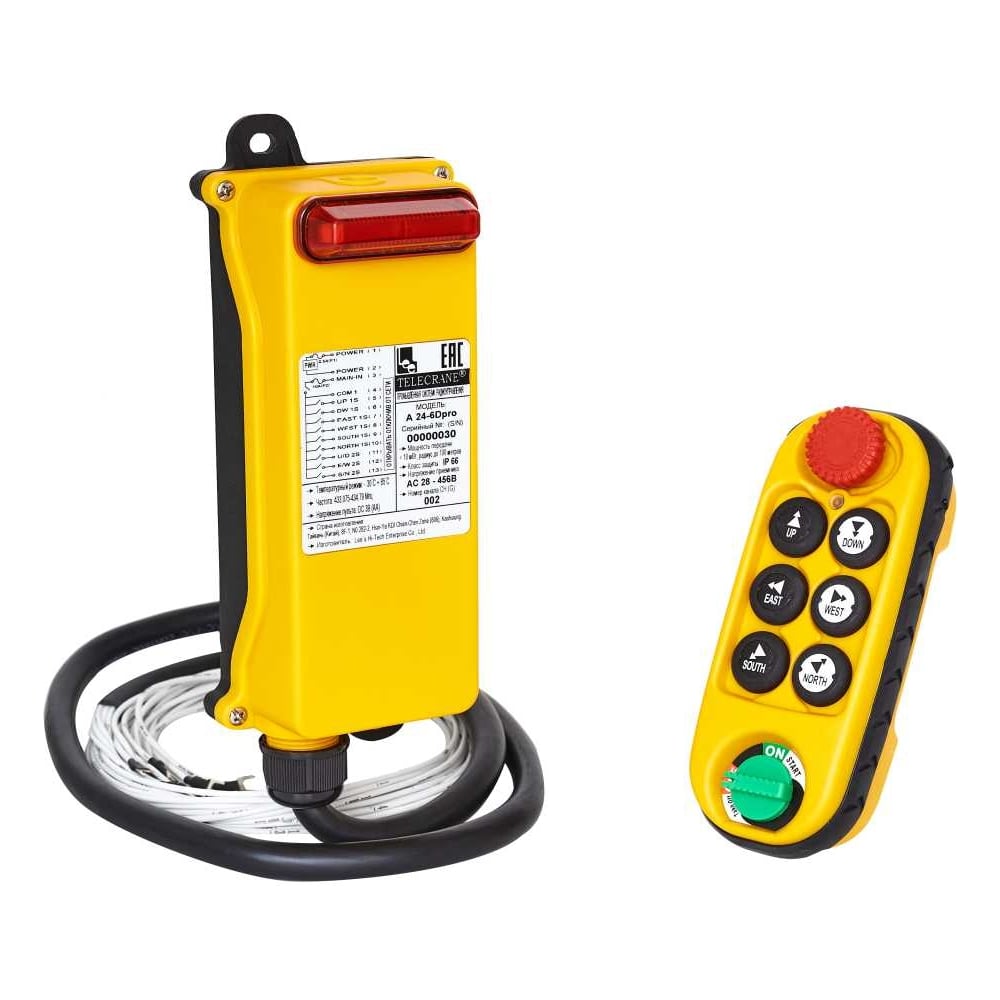 Радиоуправление TELECRANE А24-6D PRO (пульт 6 кнопок, 2 скорости ...