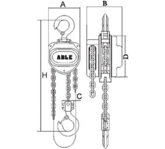 Ручная шестеренчатая таль ABLE CB-II г/п 5,0т/3,0м