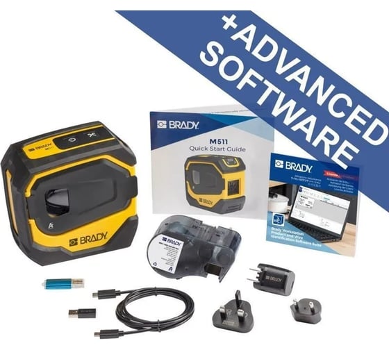 Принтер BRADY M511-EU-UK-PWID c ПО BWS для маркировки кабеля и провода. В компл. картридж M5C-1500-595-WT-BK brd321672