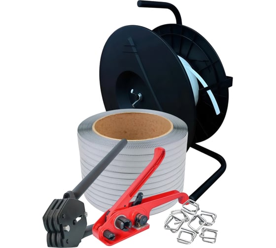 Набор ПАРТНЕРПАК Стандарт 19 Плюс, натяжитель + лента ПП серая 19 мм, 1 мм, 500 м + пряжка 19 мм, 500 шт. + Эконом ВИ-Стандарт ПР19 Плюс ВИ-2661/Стандарт 19 Плюс