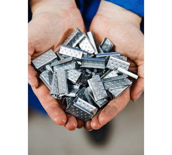 Скоба для ПП ленты ВОЛГА ПОЛИМЕР 15 мм, сталь, 1000 шт. PP-ST-15 ...