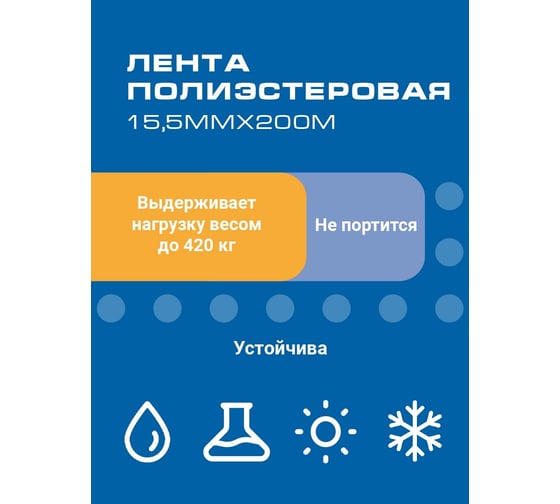 Лента ПЭТ ВОЛГА ПОЛИМЕР 15.5x0.89 мм, 200 метров Т1032-п
