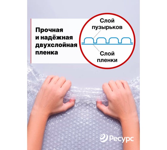 Воздушно-пузырчатая пленка Ресурс 1,5х5м 22136