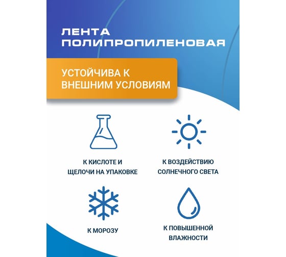 Полипропиленовая лента ВОЛГА ПОЛИМЕР 19 x1 мм, 400 кгс, 500 м., белая 19-10-500-101-00