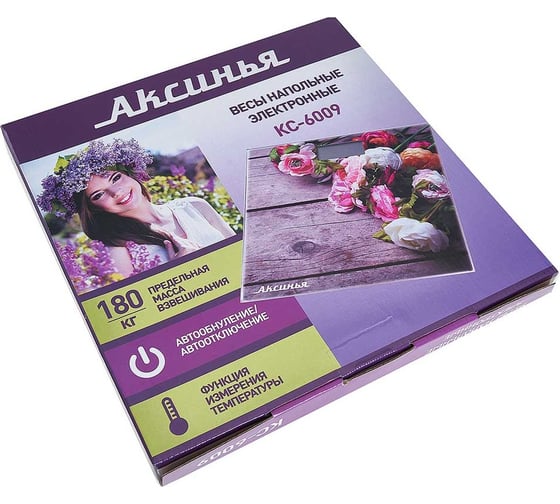 Напольные электронные весы Аксинья КС-6009 Букет, 180 кг, 28х28 см 0R-00005499