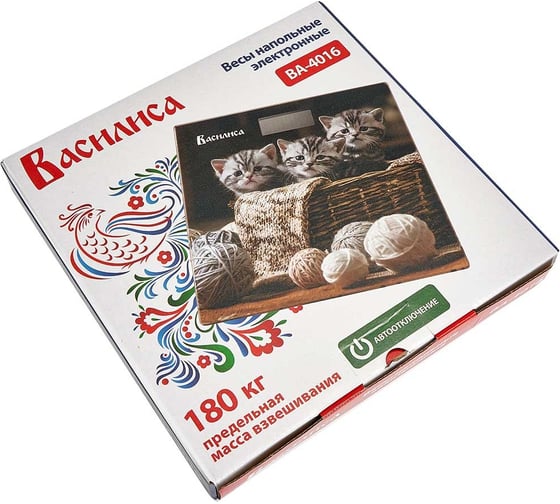 Напольные электронные весы Василиса ВА-4016 Три кота 180 кг, 26х26 см Р1-00009199