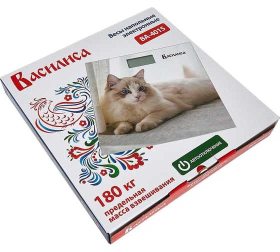 Напольные электронные весы ВАСИЛИСА ВА-4015 Пушистая кошка, 180 кг, 30х30 см Р1-00009196