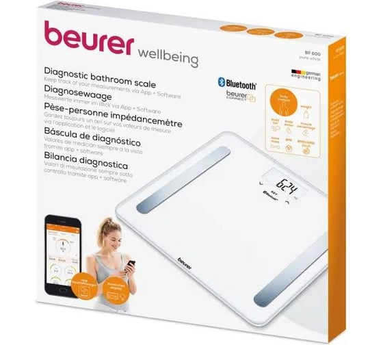 Электронные напольные весы BEURER BF600 pure максимально 180 кг, белый 1057280