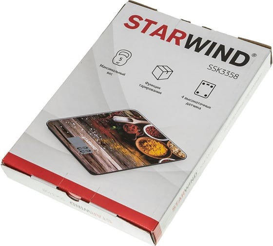 Кухонные электронные весы STARWIND SSK3358 максимальный вес 5 кг 317447