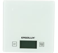 Кухонные белые весы ERGOLUX ELX-SK01-С01 до 5 кг, 150*150 мм 13599