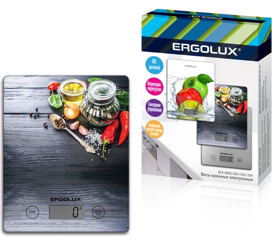 Кухонные весы ERGOLUX ELX-SK02-С02 черные, специи до 5 кг, 195*142 мм 13601