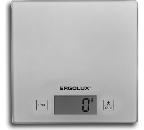 Кухонные весы ERGOLUX ELX-SK01-С03 серые металлик до 5 кг, 150*150 мм 13429
