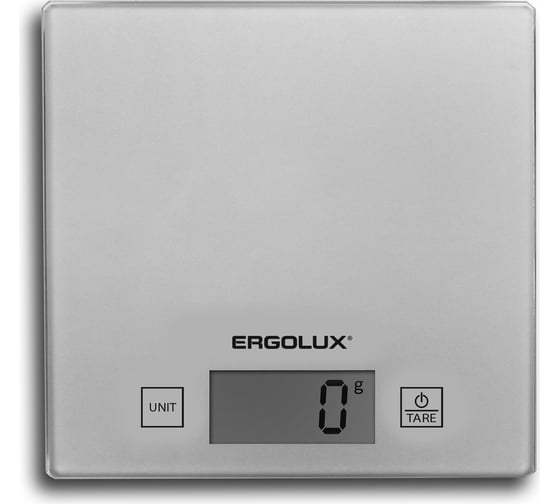 Кухонные весы ERGOLUX ELX-SK01-С03 серые металлик до 5 кг, 150*150 мм 13429