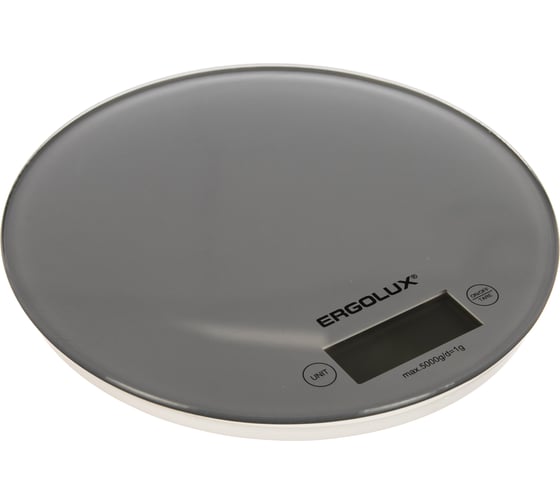 Кухонные весы ERGOLUX ELX-SK03-C03 серые металлик до 5 кг,185 мм круглые 13430