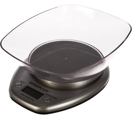 Кухонные весы ERGOLUX ELX-SK04-C03 серые металлик до 5 кг со съемной чашей 13431