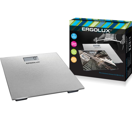 Напольные весы ERGOLUX ELX-SB02-C03 серые металлик до 180 кг 13607