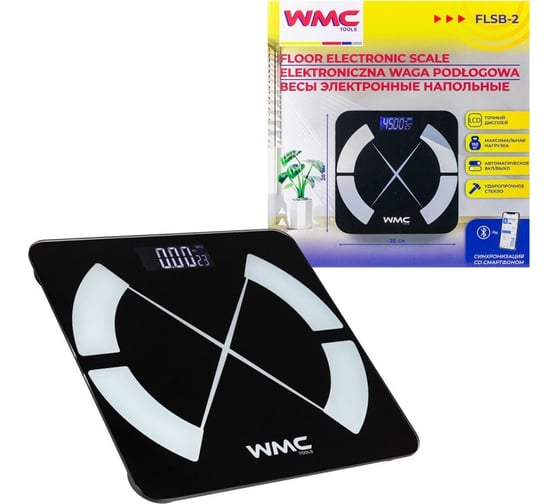 Весы электронные напольные бытовые WMC TOOLS макс.нагрузка 150кг WMC-FLSB-2(57817)
