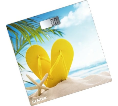 Напольные электронные весы Centek Пляж 180кг, 0,1кг, LCD 45x28, размер 26х26см CT-2426 Пляж