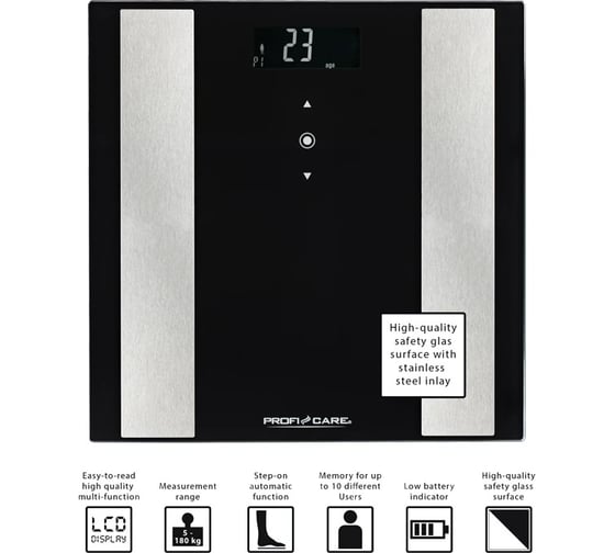 Напольные весы Profi Care Brends PC-PW 3007 FA 8 in 1 schwarz