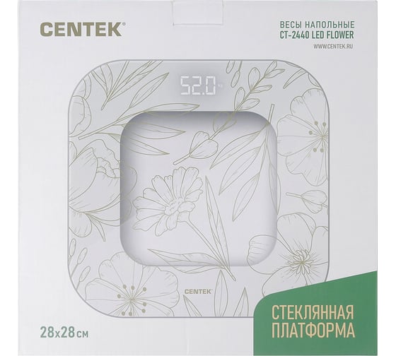 Весы напольные электронные Centek шаг 0.1 кг фунт, LCD 65x28, размер 28x28 см CT-2440 LED FLOWER