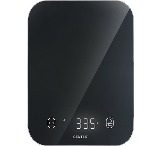 Кухонные весы Centek сенсор, 150x15x205 мм, max 5 кг, шаг 1 г, Авто Ноль/Выкл CT-2480 LED BLACK