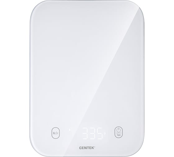Кухонные весы Centek сенсор, 150x15x205 мм, max 5 кг, шаг 1 г, Авто Ноль/Выкл CT-2480 LED WHITE