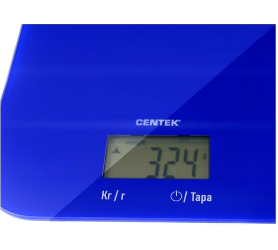 Кухонные весы Centek сенсор, 150x15x205 мм, max 5 кг, шаг 1 г, 45x20 мм, АвтоНоль/Выкл CT-2481 LCD BLUE